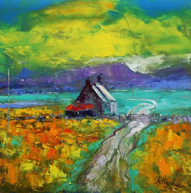 Storm brewing the old schoolhouse Keills 20x20